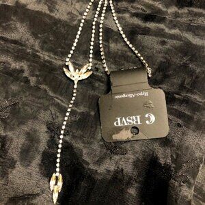 RSVP Silver tone Rhinestone Drop necklace